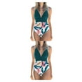 thumbnail image 2 of Traje de baño Toystoory de mujer sin mangas acolchado Body Deep V Slim azul + Flor roja XL Type1 NO1, 2 of 5