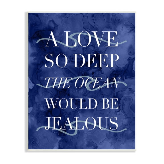 Stupell Industries Romanic Ocean Love Serif Text Watery Background Graphic Art Unframed Art Print Wall Art, Design by Daphne Polselli