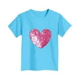 thumbnail image 5 of BRGZLK Children Valentine Day Tshirts Trendy Casual Cute Love Heart Print Graphic Round Neck Short Sleeve T Shirt Top Valentine's Gifts Tops Blue 3-4 Years, 5 of 6