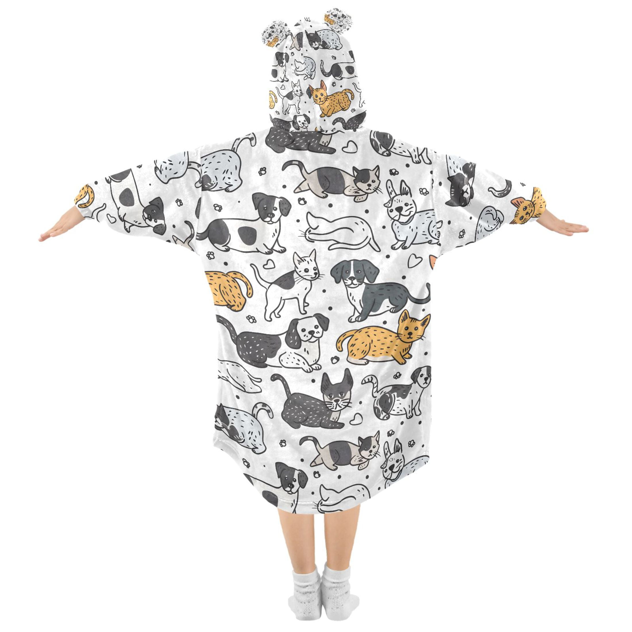 joogoo Blanket Hoodie for Cute Dogs Cats Oversize Sweatshirt 3-14 YR L