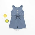 thumbnail image 5 of Mercatoo Toddler Baby Girl Summer Outfit Sleeveless Ribbed Romper Solid Bow Jumpsuit Shorts Cotton Kids Girls Clothes, 5 of 6
