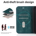 thumbnail image 4 of Decase for Apple iPhone 11 Wallet Phone Case,Shockproof Plain Leather Magnetic Closure Flip Holder Protective Cover with RFID Blocking Card Slots,Blue, 4 of 10
