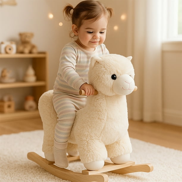 Juguete Montable Mecedora para Bebe y Niños Baby Gaon Llama Blanco