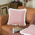 thumbnail image 3 of GLORY SEASON Plaid Throw Pillow Covers Set of 2 with Retro Ruffle Flounces Trim gingham cottage Pillow Cases 18x18In, 3 of 10