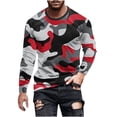 thumbnail image 2 of Blusas y camisas de manga larga con cuello redondo para hombre, blusa informal de manga larga con cuello redondo y estampado de rayas, blusa de poliéster para hombre, 2 of 5