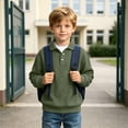 thumbnail image 3 of YUANxueke Kids Button Up Collared Waffle Shirts, Boys Fashion Pullover Sweatshirts, Casual Solid Comfy Tops,Army Green,3 Years, 3 of 8