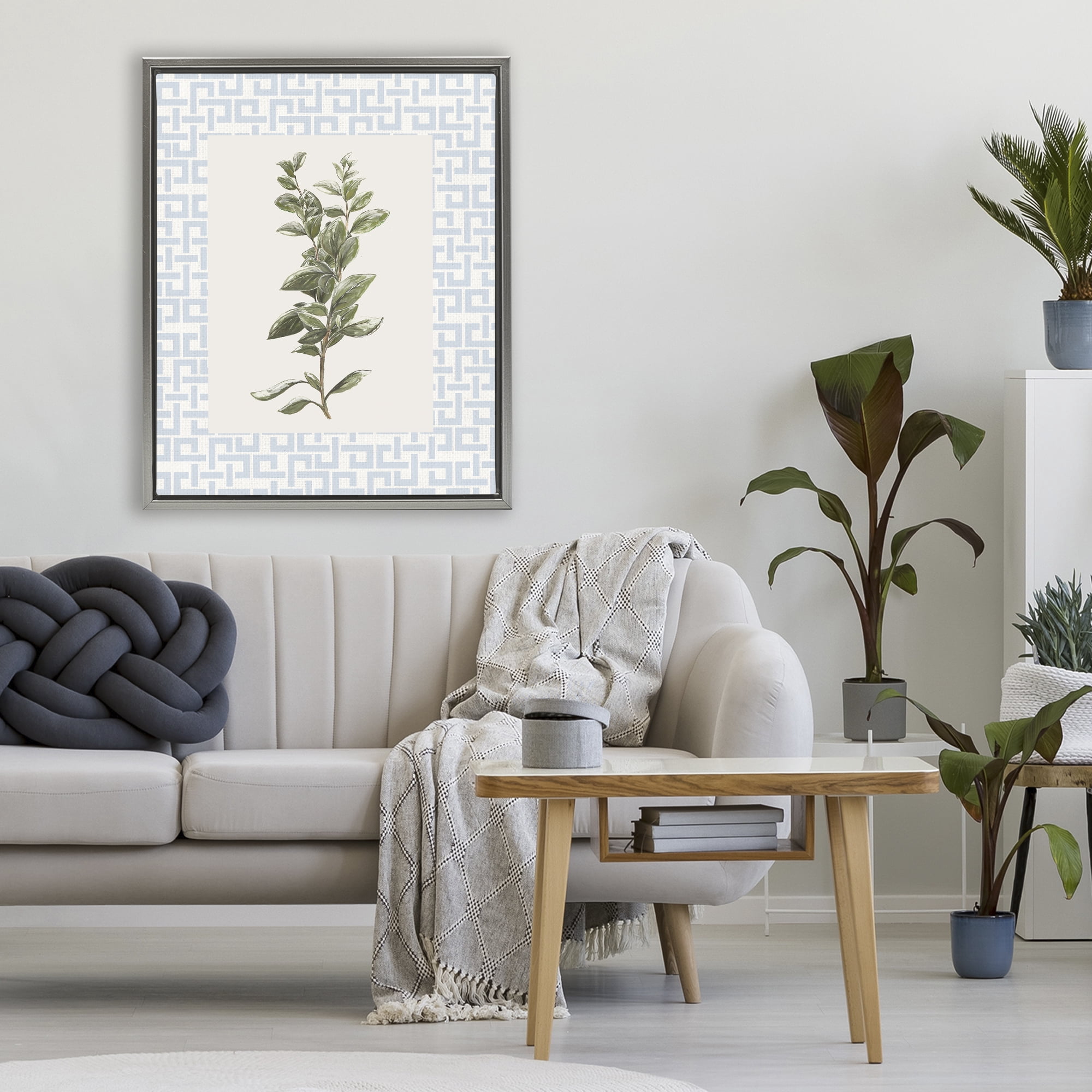 Stupell Industries Fresh Herb on Geometric Gray Framed Floater Canvas Wall Art, design by Diannart