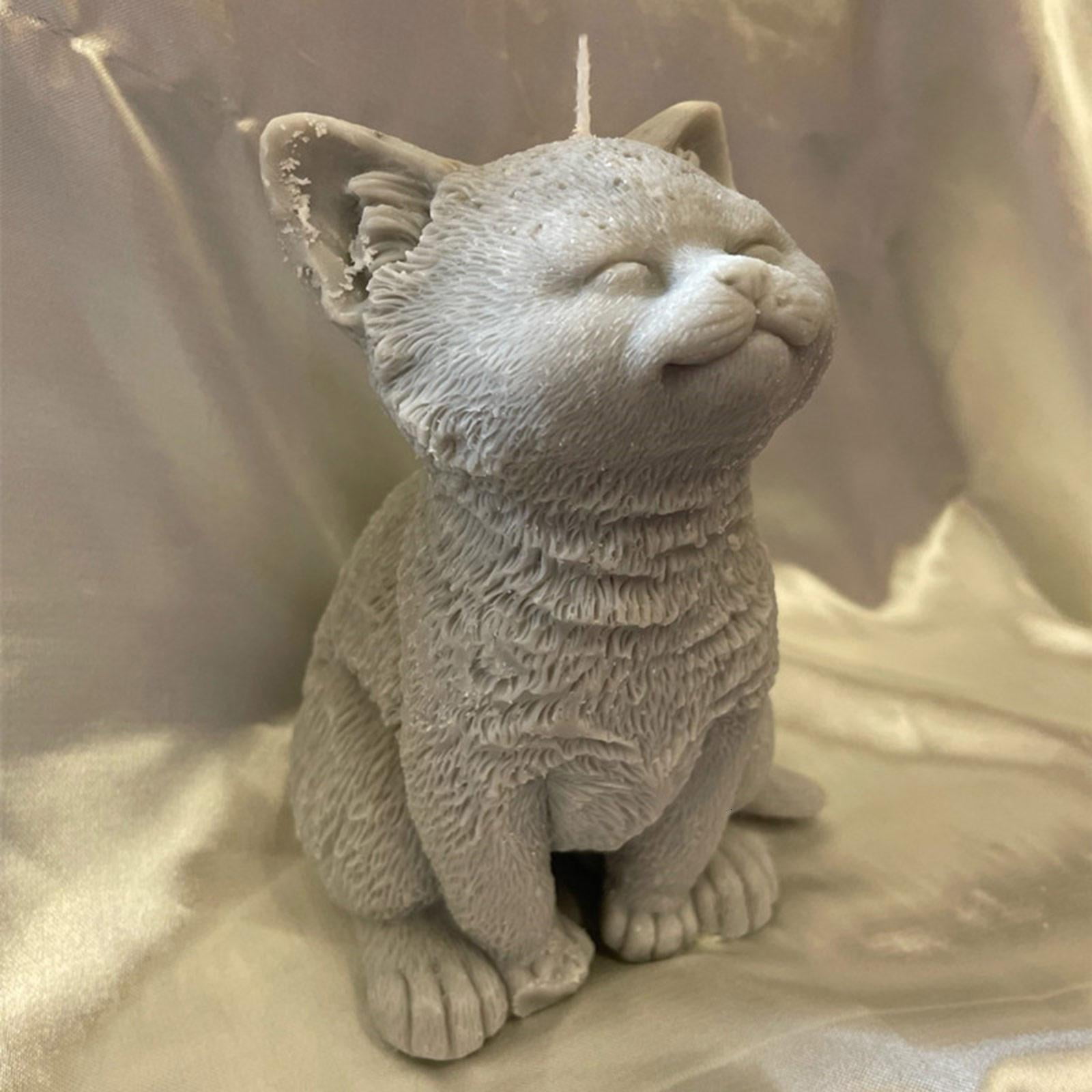 Giaone Large Cats Silicone Mold Gypsum Epoxy Aroma Candle Mould for Home Decoration