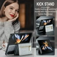 thumbnail image 4 of REQO Phone Case for Samsung Galaxy Z Fold 4 5G 2022 Wallet Cover and Credit Card Holder Slot Glitter Stand Leather Bling Zipper Mobile Cell Accessories ZFold4 Z4 Fold4 4Z ZFold45G Women Girls Silver, 4 of 8