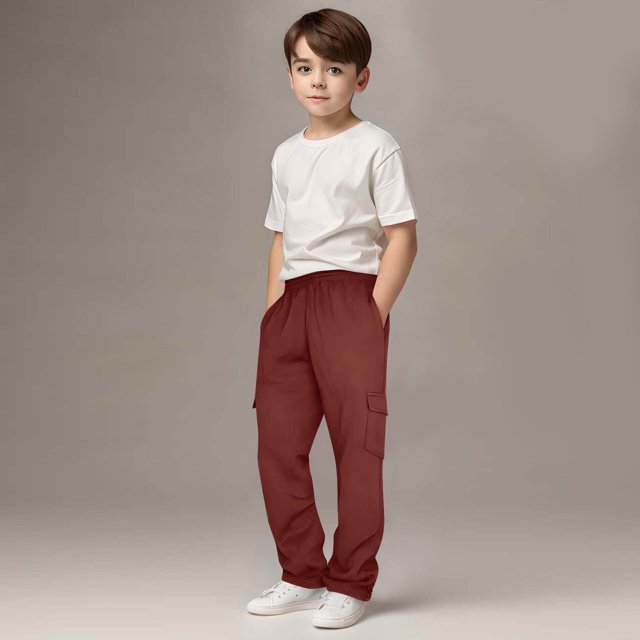 Cowsor Kids Solid Color Sweatpants Casual Elastic Waist Joggers Pants Comfort Loose Fit Athletic Pants Running Trousers