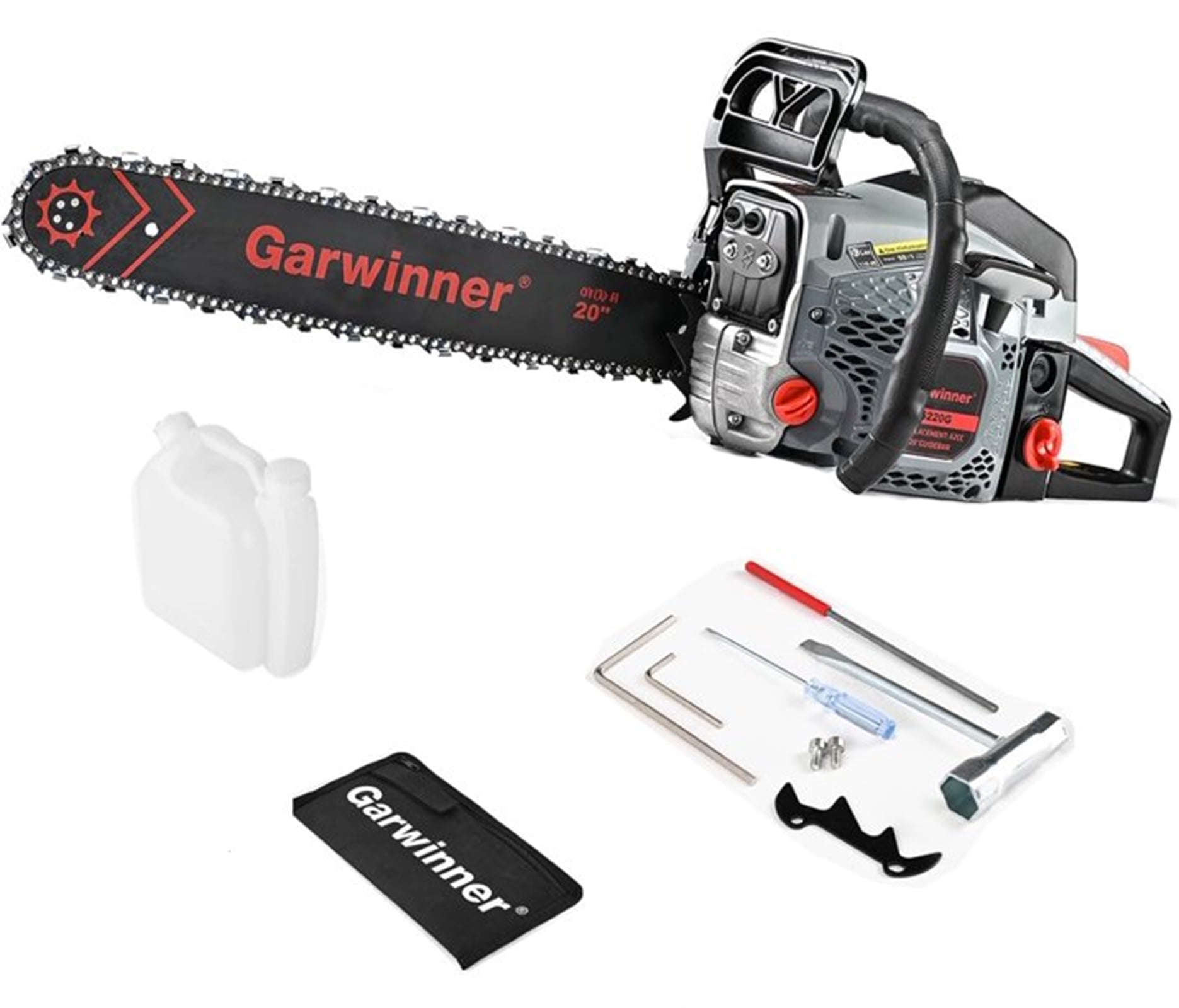 Garwinner Chainsaw Gas Powered 20 in. 62CC 2-Stroke Handheld Cordless Chain Saw for Tree 6220G