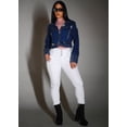 thumbnail image 2 of Moda Xpress Women's Juniors Stretchy Butt Lifting Mid Rise White Skinny Jeans 10319A, 2 of 6