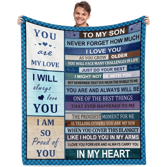 Cadeaux de Fils de Maman - Couverture de Cadeaux de Fils 50 Pouces X 60 Pouces - Cadeaux d'Anniversaire pour Fils - Couverture de Mon Fils de Maman - Couverture de Graduation Ultra-Douce en Flanelle Chaude pour Lit Canapé
