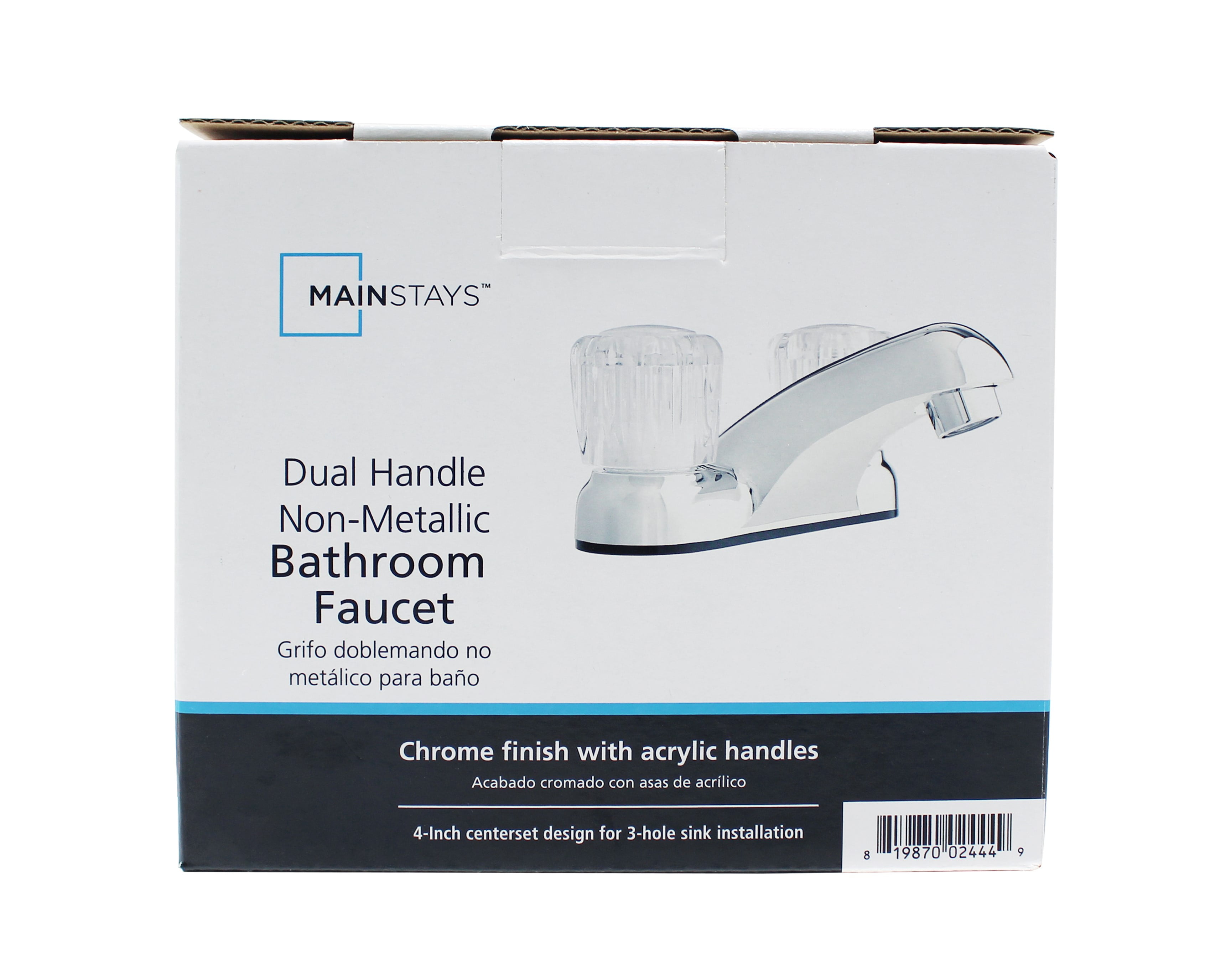 Mainstays Bathroom Faucet with Dual Acrylic Handles, Chrome Finish, Nonmetallic Body