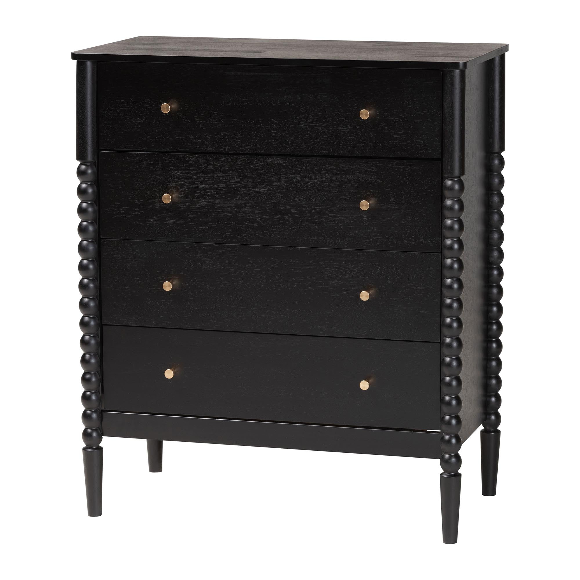 Baxton Studio Lucera Mid-Century Chest, 4-Drawer, Black