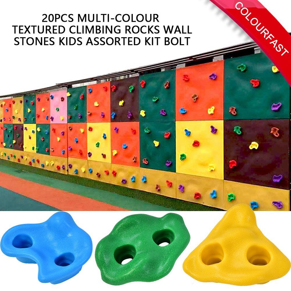 WALFRONT 20Pcs Multicolour Textured Climbing Rocks Wall Stones Kids