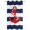 thumbnail image 2 of nqOlkjepod Outdoor Curtains for Patio Waterproof, Navy Blue Stripe Nautical Outdoor Privacy Panels Grommet, Red Anchor Summer Coastal Blackout Outside Curtains for Porch/Cabana 54"x95", 1 Panel, 2 of 8