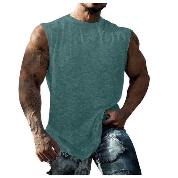Afdoent Tank Tops Men Summer Fitness Broad Shoulder Casual Loose Fit Running Sleeveless Tank Top Beach Daily Wear