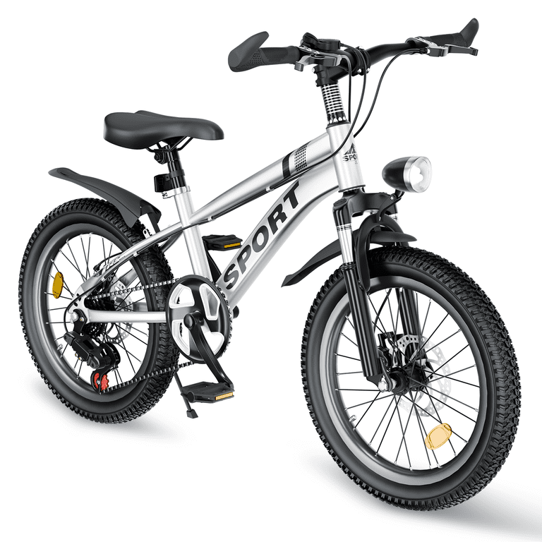 Alvantor 24" Kids Mountain Bike with LED Lights, Silver photo 1