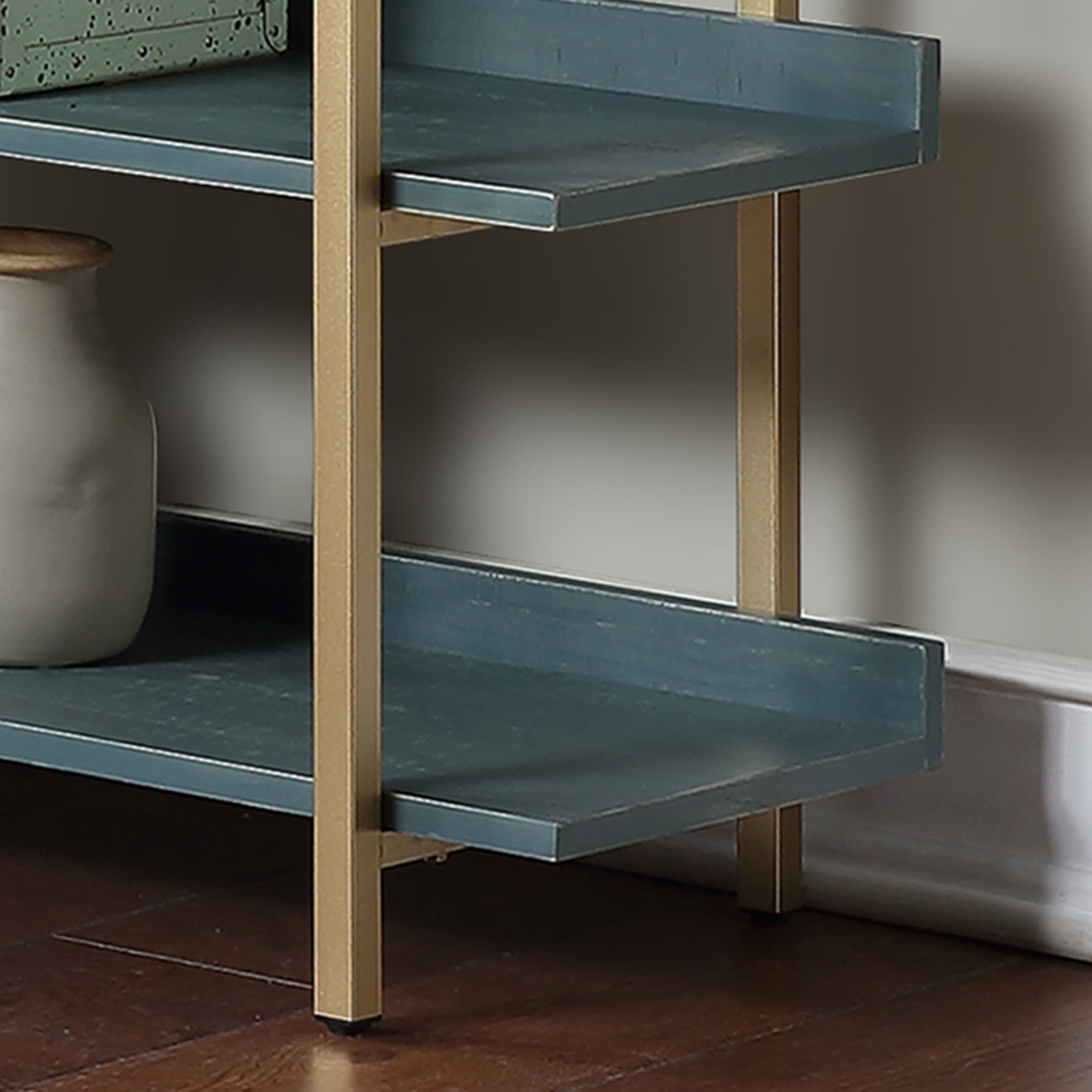 Furniture of America Chane 5-Shelf Bookshelf, Antique Blue