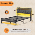 thumbnail image 4 of Satifur Full Bed Frame with Upholstered Storage Headboard, Metal Platform Bed Station with Charging Station & LED, Noise-Free. No Box Spring Needed, 4 of 8
