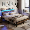 thumbnail image 2 of Bexfil King Platform Bed with Charging Station and LED Lights - Wood Headboard Frame with USB Ports and Power Outlet - Noise-Free, No Box Spring Needed, Brown, 2 of 8