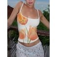 thumbnail image 6 of Raccmtaty Women Crop Camisoles Floral Print Spaghetti Strap Sleeveless Backless Tank Tops Summer Vests Tops Streetwear, 6 of 8