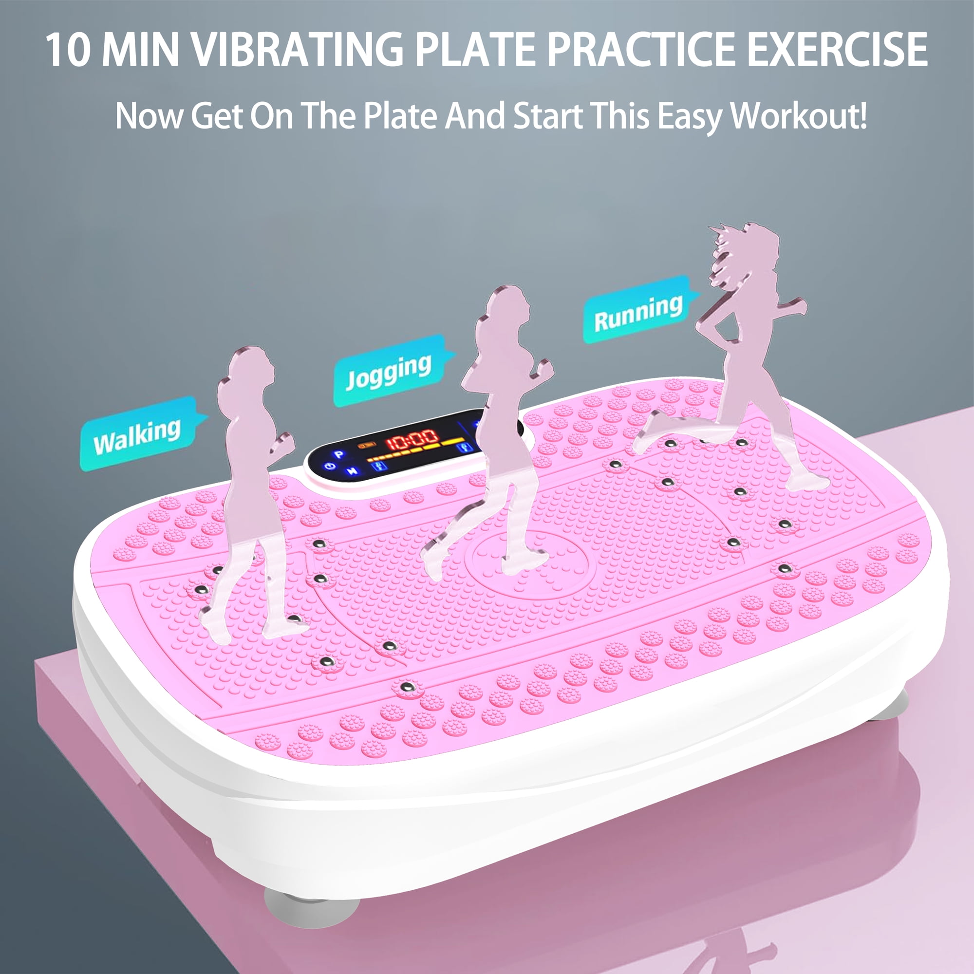 HomePerch Vibration Plate Exercise Machine for Lymphatic Drainage, Whole Body Workout Fitness Platform with Resistance Bands, Shake Board for Weight Loss & Home Gym Training  Pink