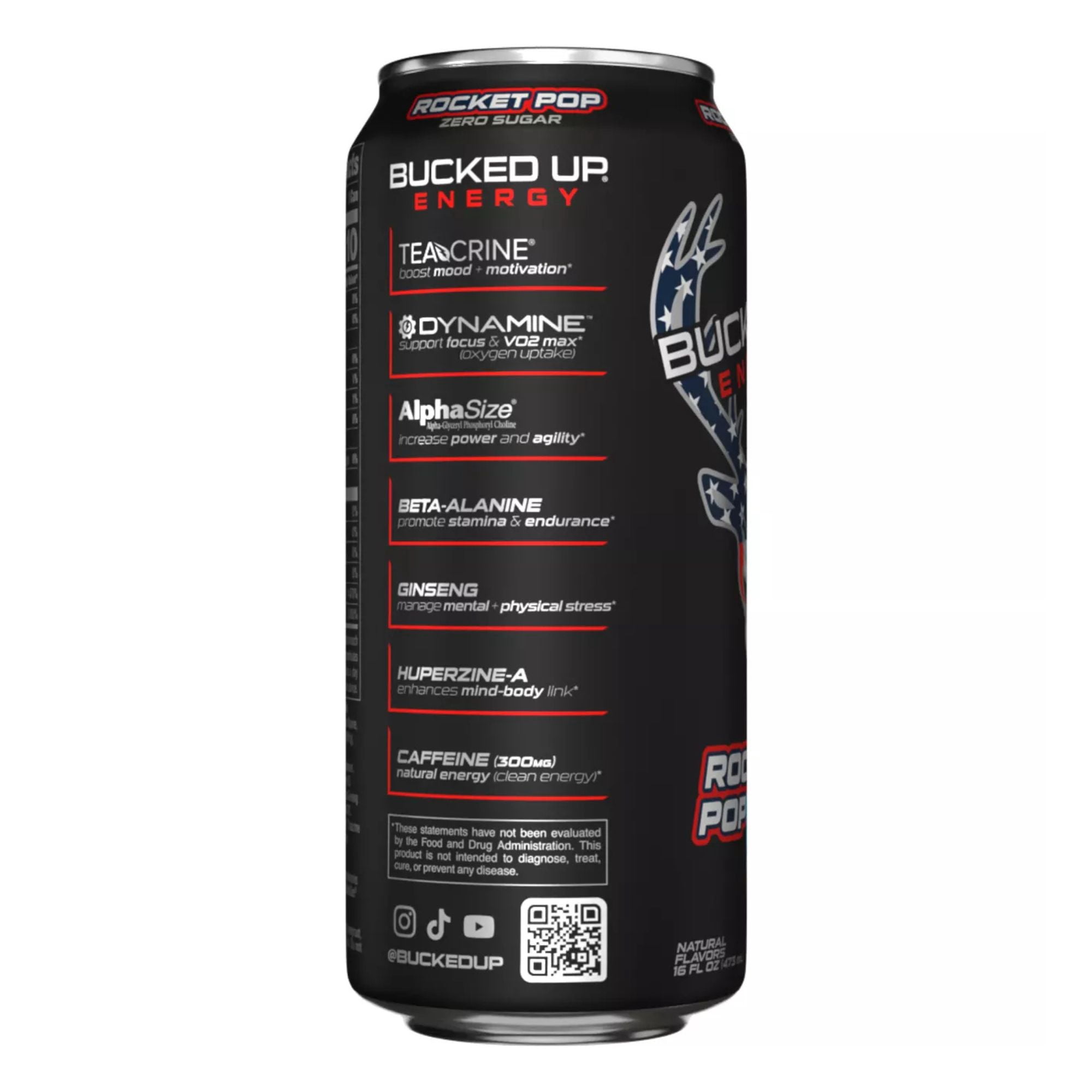 Bucked Up Energy Drink 4‑Flavor Sampler Pack, 4 Cans, Zero Sugar