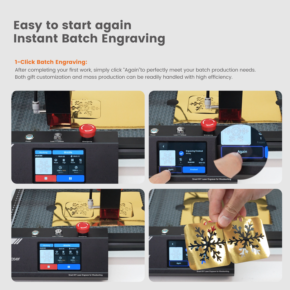 Algola/ser Brand 10W La/ser Engraver Cutter with Touch Screen Wifi Offline APP Control 40*40cm Large Size Woodworking DIY Kit MK2