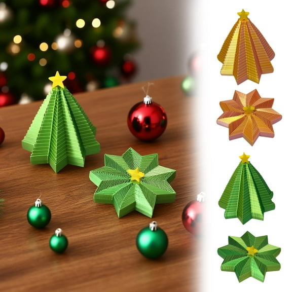 3D Printed Stretch & Press Christmas Tree Radish Tower - 3.62inch Tall Magical Stress-Relief Holiday Decor Toy（green）