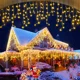 thumbnail image 3 of Decoraciones navideñas para el hogar, cortina LED para exteriores, guirnalda de luces de carámbanos, guirnalda de calle para la casa, decoración de invierno de 4 a 80 m para Año Nuevo, 3 of 5
