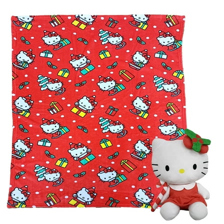 Hello Kitty Gifty Kitty Hugger Pillow & Silk Touch Throw Blanket Set 40×50 Inches