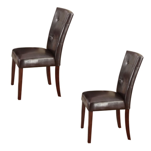 Set of 2 Leather Finish Side Chair, Upholstered Dining Chairs, Dining Room Chairs, Kitchen Chairs, Wooden Side Chair for Kitchen Dinning Room Restaurant (Brown)