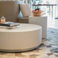 thumbnail image 2 of Elementi Rome Coffee Table End Table Set of 3 for Indoor Outdoor Patio Tables Outdoor Furniture Coffee Table Set Side Table Living Room Furniture Center Table Nightstand Concrete, Cream White - Round, 2 of 7