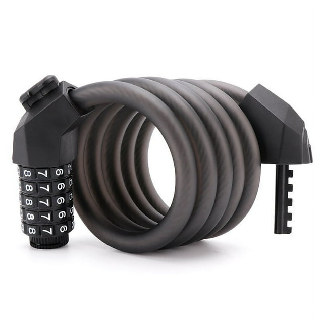 Candado para bicicleta, equipo de conducción, contraseña de cinco dígitos, cable de acero transparente y resistente al agua y a la oxidación, candado con contraseña para bicicleta de montaña