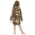 thumbnail image 5 of FORMRS Niños Bathrobe Unisex Hooded Robe Soft Plush Pajamas Sleepwear, Size 4-6T, Gold Flower, 5 of 7