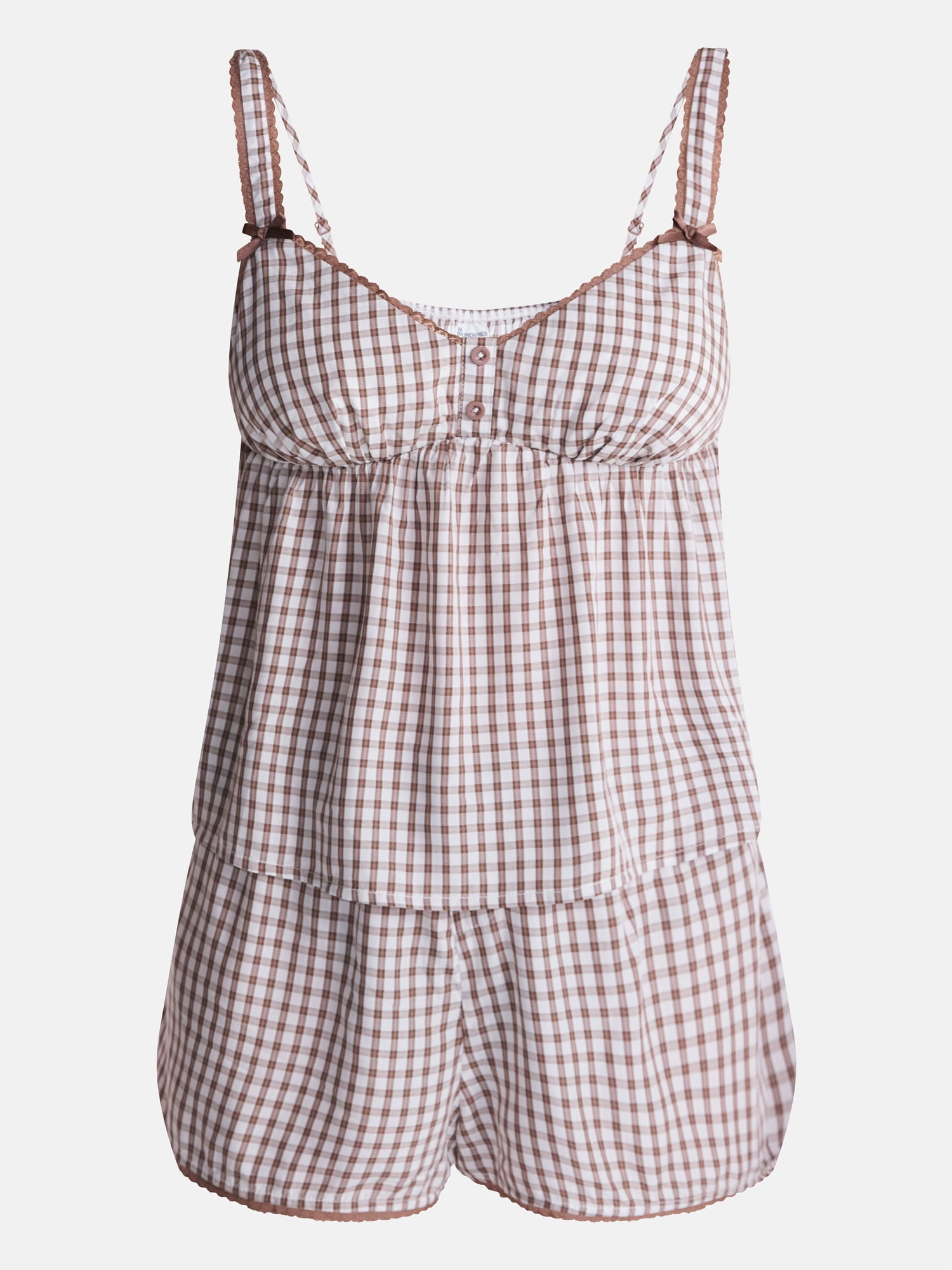 No Boundaries Woven Cami Top and Shorts Sleep Set, 2-Piece, Women's XS-XXL