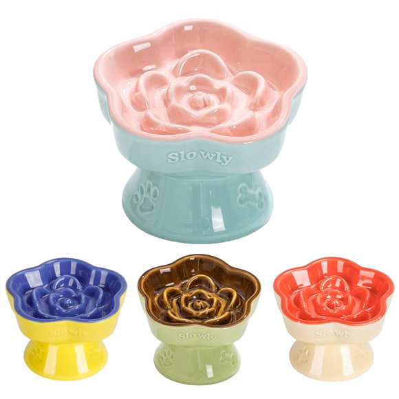 Comedero lento S&Q's CERAMICS Raised para gatos y perros pequeños