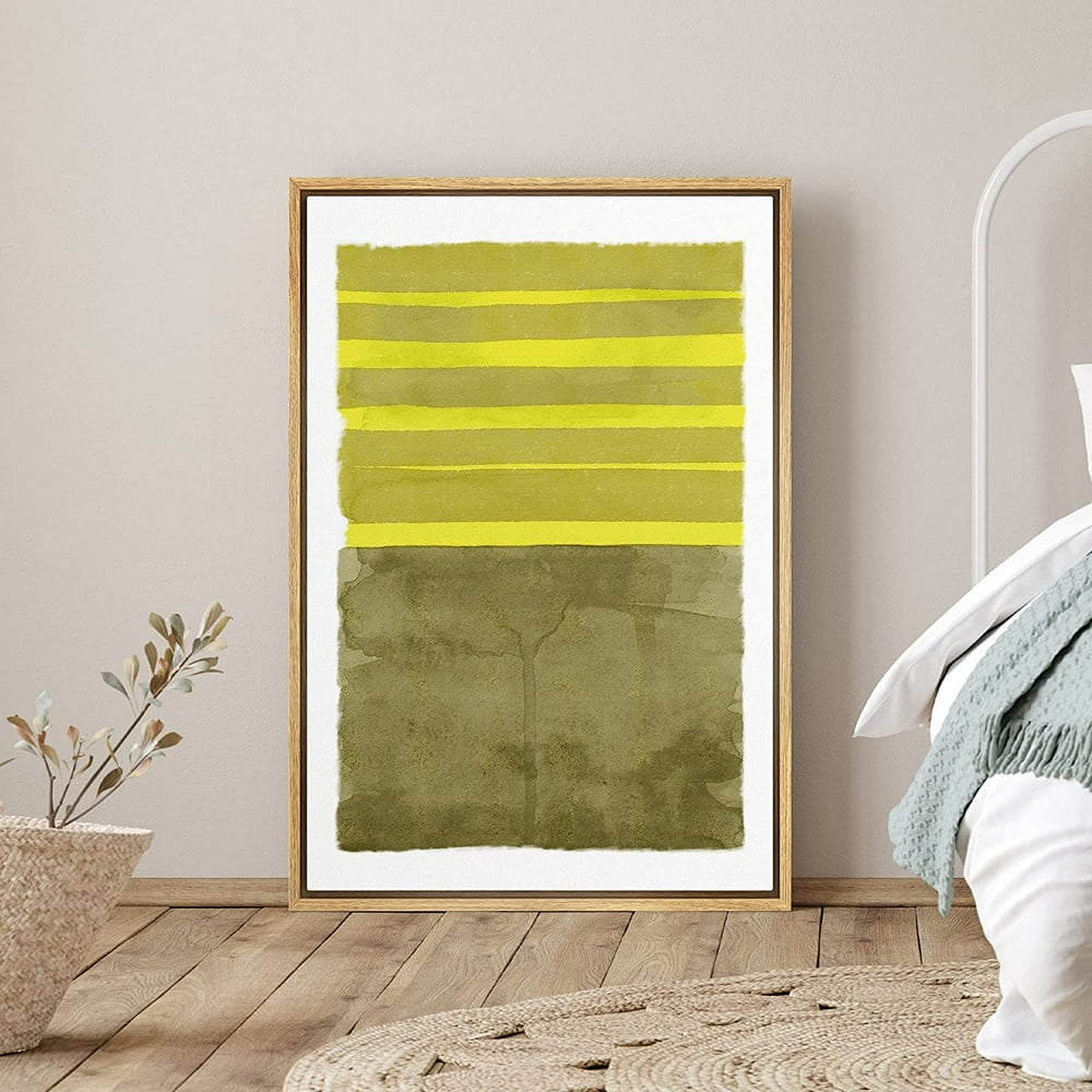 PixonSign Framed Canvas Print Wall Art Lime Green Colorblocks Abstract