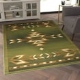 thumbnail image 3 of Emma + Oliver 5x7 Olefin Accent Rug with Southwestern Geometric Arrow Design in Green, Black, Beige & Ivory and Natural Jute Backing, 3 of 7