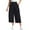Black-A1, variant on Lodgix Women's Culottes Linen Cropped Wide Leg Pants Elastic Waist Casual Palazzo Trousers with Pockets Black S