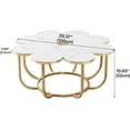 thumbnail image 3 of Tribesigns Coffee Table, Flower-Shaped Coffee Table, 39.37-Inch Wooden Floral Accent Center Table with Metal Frame for Living Room, Bedroom, White & Gold, 3 of 5