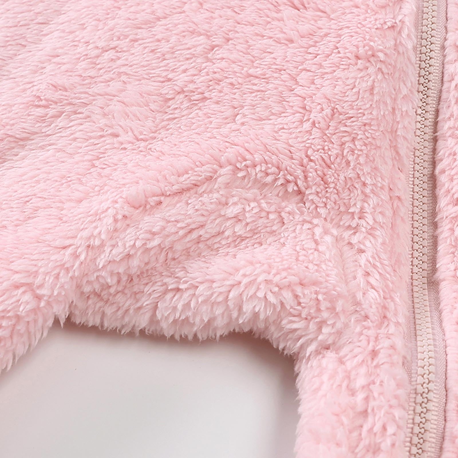 ZCFZJW Newborn Bear Fleece Footie Warmer Snowsuit Cute Cotton Thermal Long Sleeve Hooded Romper Onesies Jumpsuit for Toddler Baby Girls Boys Pink 9-12 Months