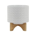 thumbnail image 1 of Sagebrook Home 15781-02 8" CHEVRON PLANTER W/ STAND, WHITE, 1 of 4