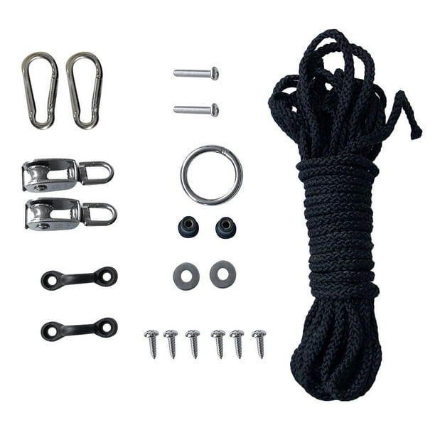 Xuanheng 1 Set Of Pad Eye Anchor Trolley Rope Pulley Hardware For Kayak Canoe Diy Black As Described