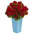 thumbnail image 1 of Nearly Natural 6486-R D Géranium Plante Artificielle en Turquoise Plante UV Résistant - Intérieur et Extérieur&44; Rouge, 1 of 1