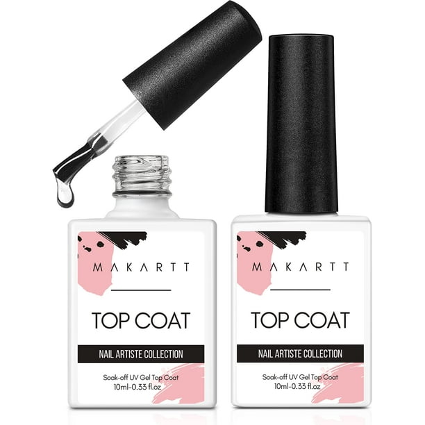 Gel Top Coat Makartt, no se limpia, brillo brillante, 10 ml, para uñas
