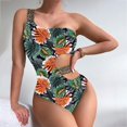 thumbnail image 2 of Vedolay Plus Size Swimsuit For Women 2 Piece Women Plus Size Two Piece Swimsuits High Waisted Bikini Set Ruffle Flounce Tummy Control Bathing Suits with Bottom,Orange L, 2 of 5