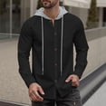thumbnail image 4 of QSXADF Men's Shirt Jacket Casual Hooded Long Sleeve Button Down Pocketed Relaxed Coat, 4 of 6